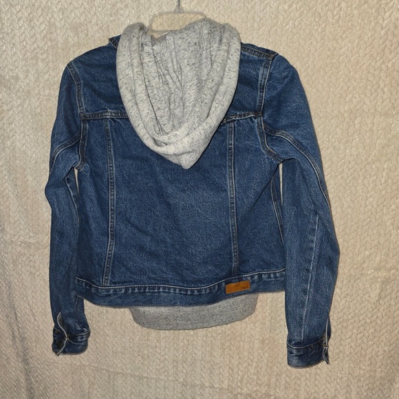 Abercrombie & Fitch Hooded Denim Jacket | Y2K Mixed Media Jean Hoodie - Picture 3 of 7